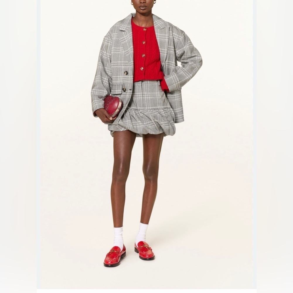 Baum und pferdgarten Chic checkered Gray Plaid bubble Mini Skirt